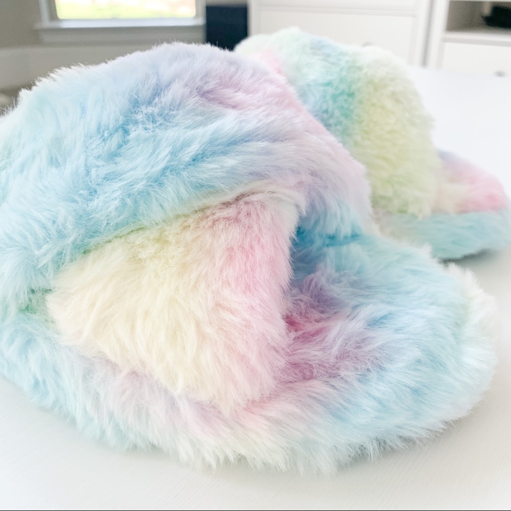 Top Moda Rainbow Faux Fur Slippers Ben-25 - Picture 8 of 9